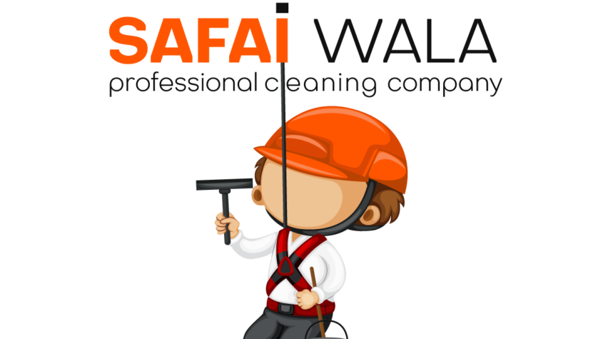 Safai Wala professional cleaning company logo with trained cleaner using window cleaning tools