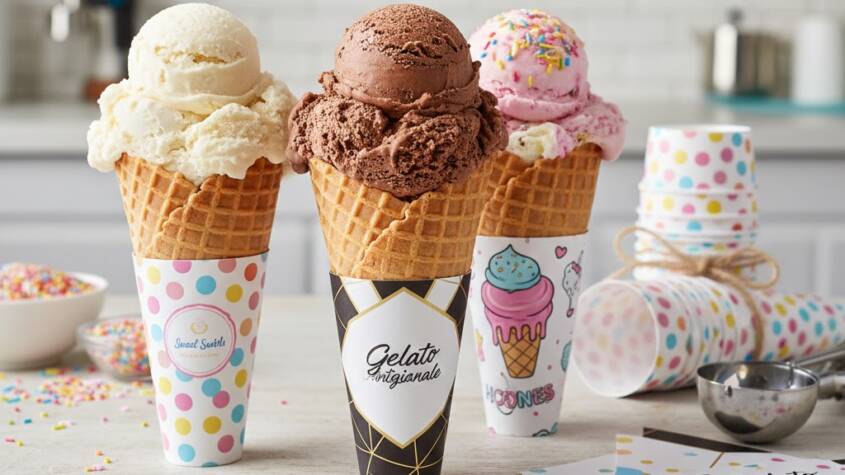 Ice cream cone paper sleeves