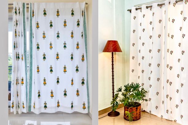 yellow and green curtains